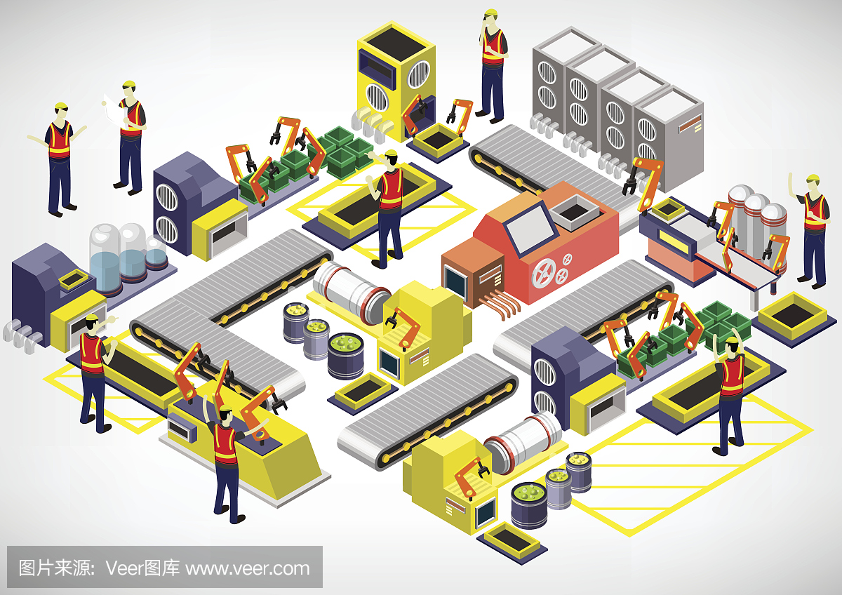 說明信息圖形工廠設備的概念